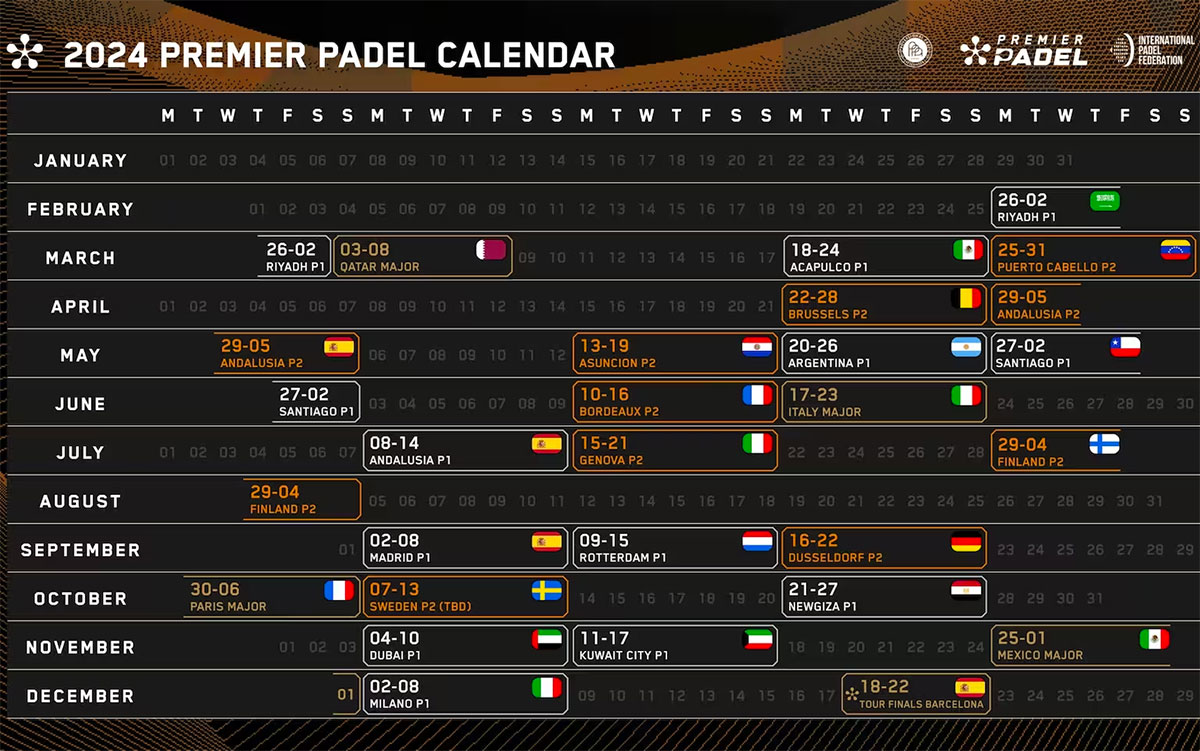 Calendario Premier Padel 2024