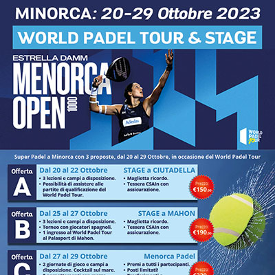 Minorca World Padel Tour e Stage - Ottobre 2023