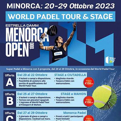 News: Minorca World Padel Tour e Stage - Ottobre 2023 Minorca World Padel Tour e Stage - Ottobre 2023